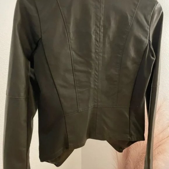 Dynamite faux leather jacket in olive green - XS - Picture 3 of 4